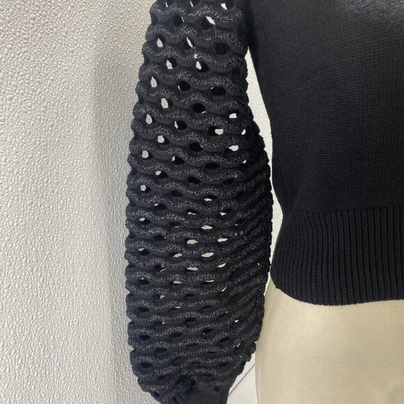 NEW MARIA PAVAN Womens Sequin Braided Long Sleeve Soft Sweater Size M Black - Picture 3 of 13